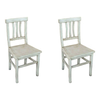 Set 2 sedie legno shabby bianco anticato seduta legno 43x45x91 - Mobili 2G
