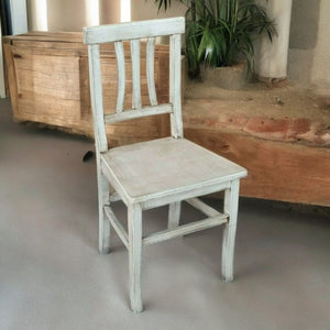Set 2 sedie legno shabby bianco anticato seduta legno 43x45x91 - Mobili 2G