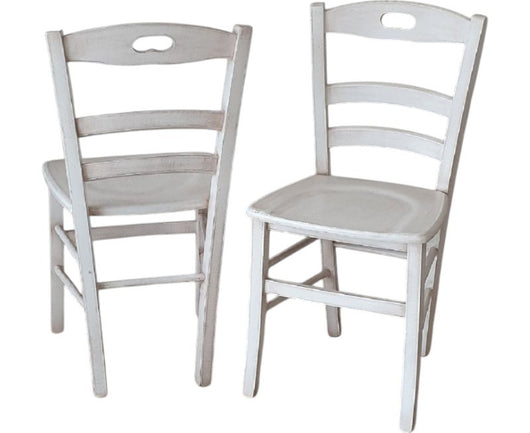 Set 2 sedie legno shabby bianco consumato seduta legno 43x46x89 - Mobili 2G