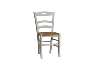 Set 2 sedie legno shabby bianco consumato seduta paglia 43x46x89 - Mobili 2G
