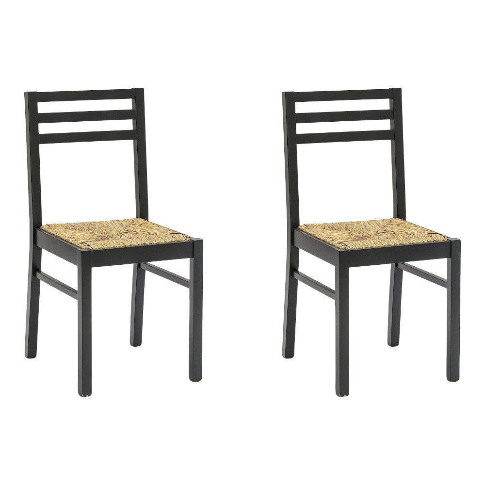 Set 2 sedie legno shabby nero seduta legno l.43 h.87 p.48 - Mobili 2G