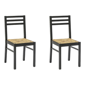 Set 2 sedie legno shabby nero seduta legno l.43 h.87 p.48 - Mobili 2G