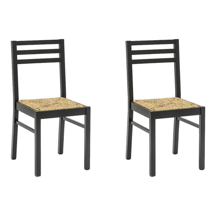 Set 2 sedie legno shabby nero seduta legno l.43 h.87 p.48 - Mobili 2G