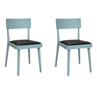 Set 2 sedie legno verde acqua seduta ecopelle nera 48x45,5x79 - Mobili 2G