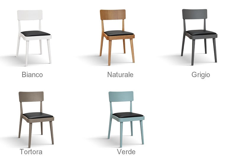 Set 2 sedie legno verde acqua seduta ecopelle nera 48x45,5x79 - Mobili 2G