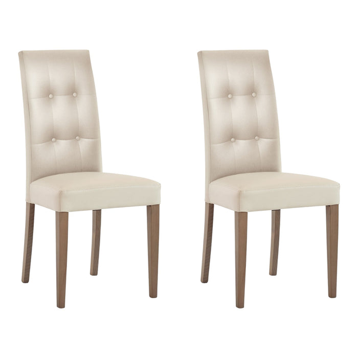 Set 2 sedie moderne in ecopelle 4 bottoni beige (677) - Mobili 2G