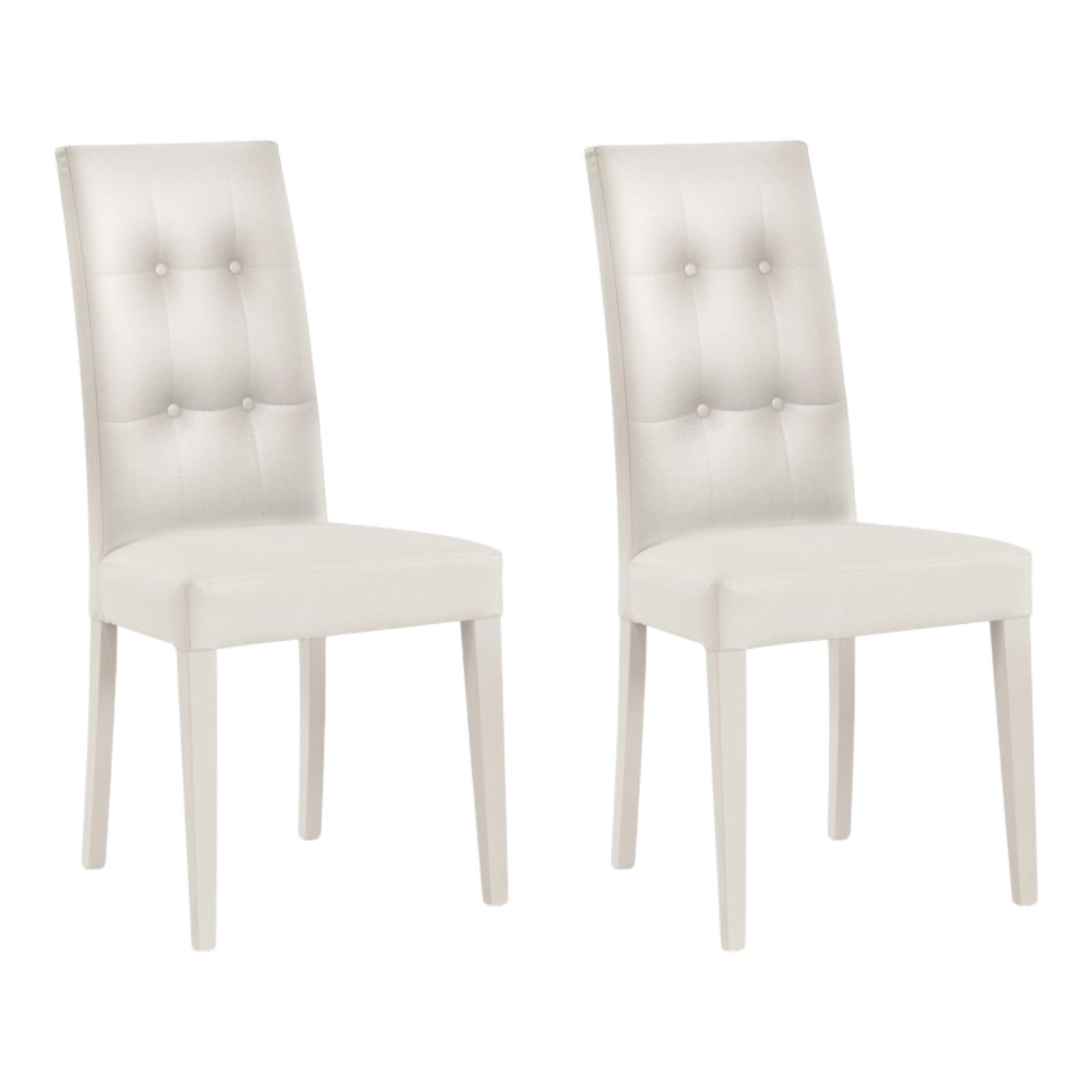 Set 2 sedie moderne in ecopelle 4 bottoni bianco (678) - Mobili 2G