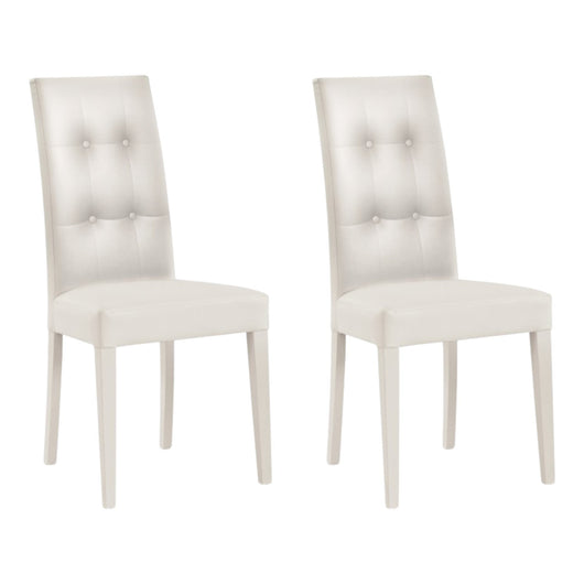 Set 2 sedie moderne in ecopelle 4 bottoni bianco (678) - Mobili 2G