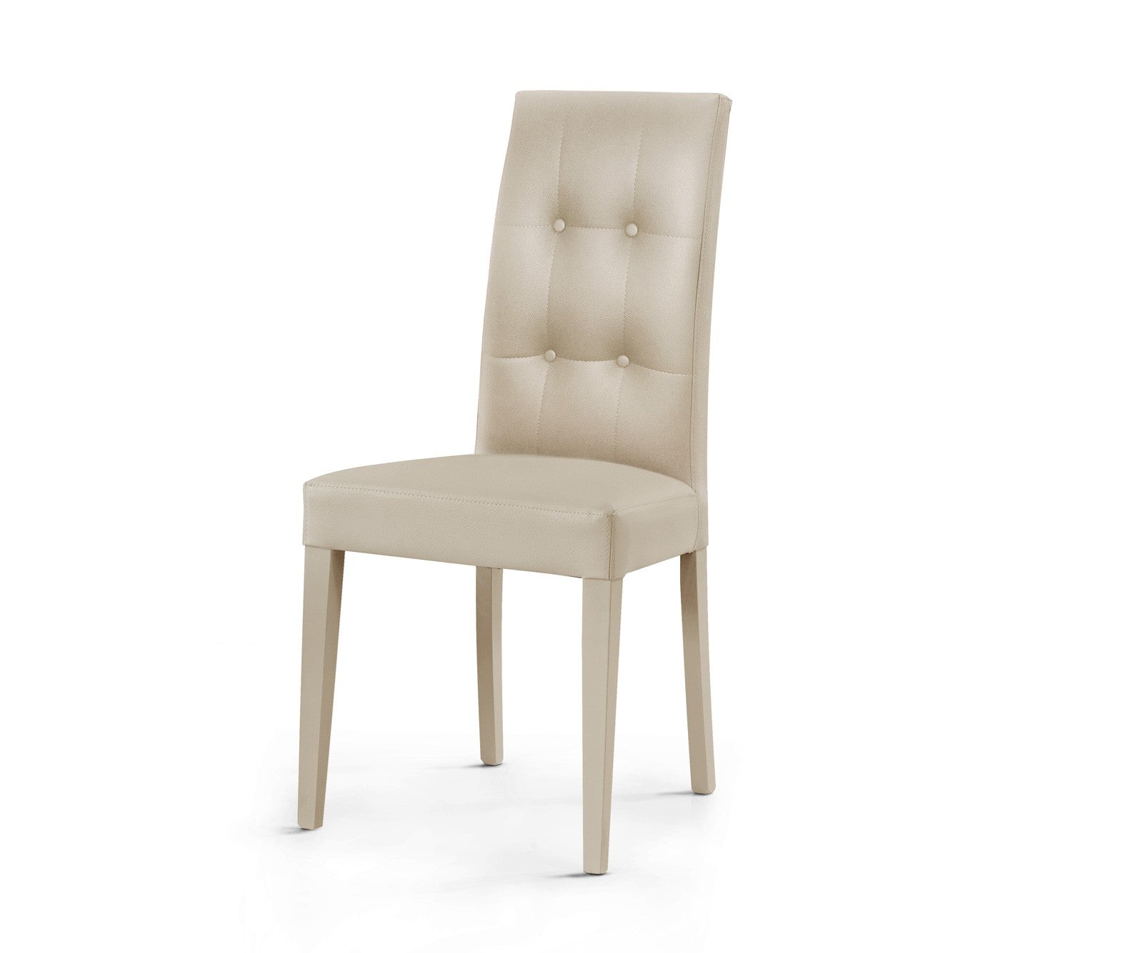 Set 2 sedie moderne legno ecopelle imbottita beige con bottoni - Mobili 2G