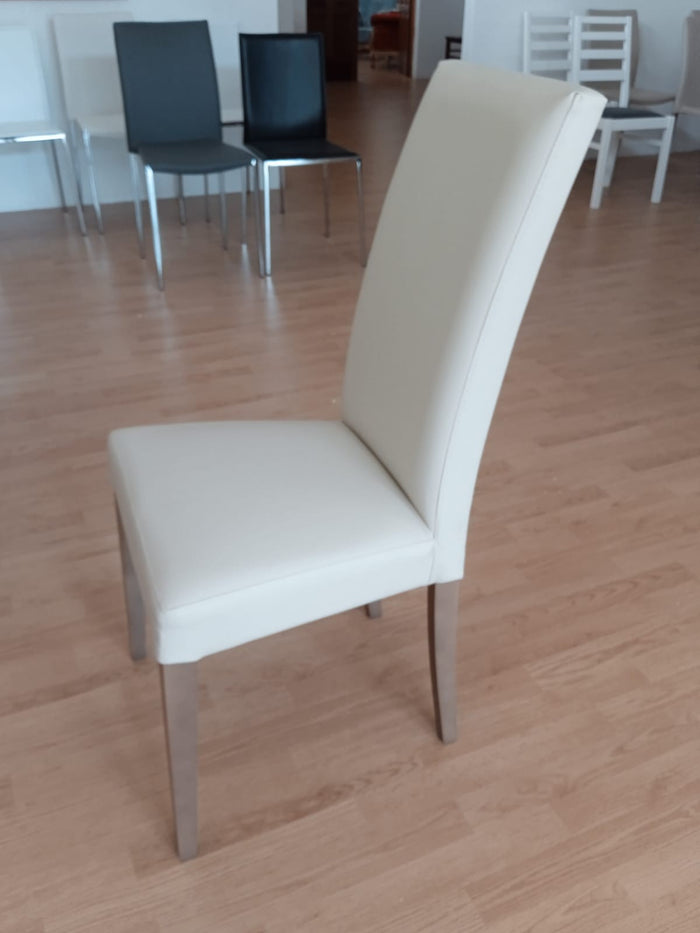 Set 2 sedie moderne legno ecopelle imbottita beige (578) - Mobili 2G