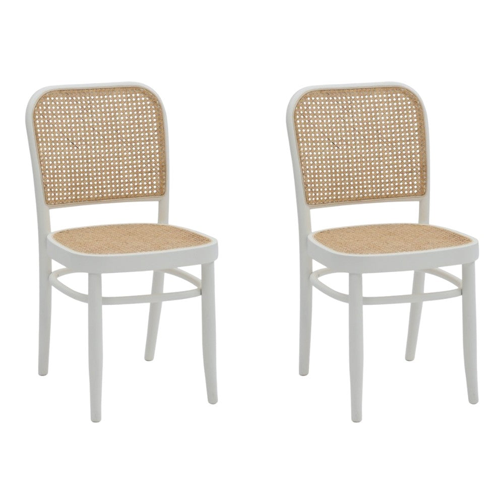 Set 2 sedie paglia di vienna in legno bianco 45x47x87 - Mobili 2G