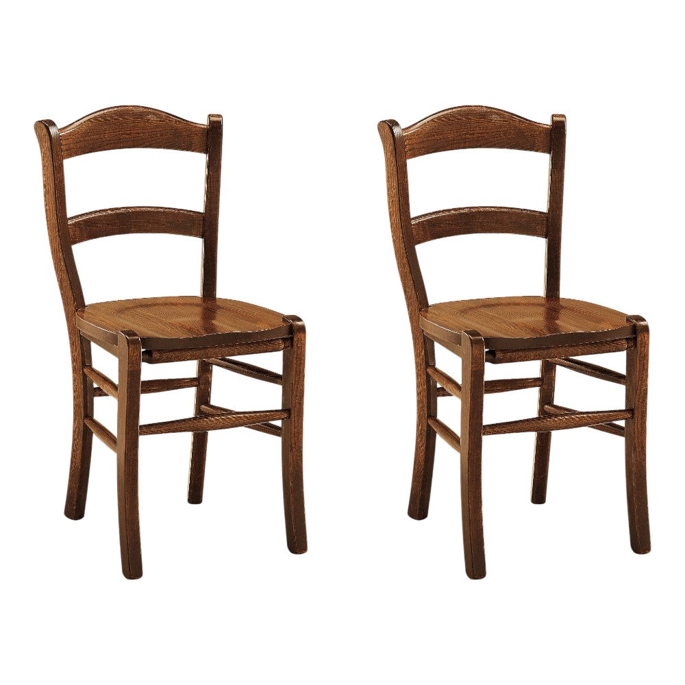 Set 2 sedie rustica in legno di faggio tinta noce seduta legno - Mobili 2G