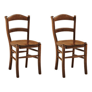 Set 2 sedie rustica in legno di faggio tinta noce seduta legno - Mobili 2G