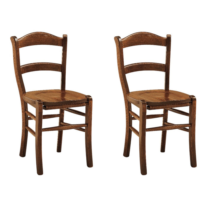 Set 2 sedie rustica in legno di faggio tinta noce seduta legno - Mobili 2G