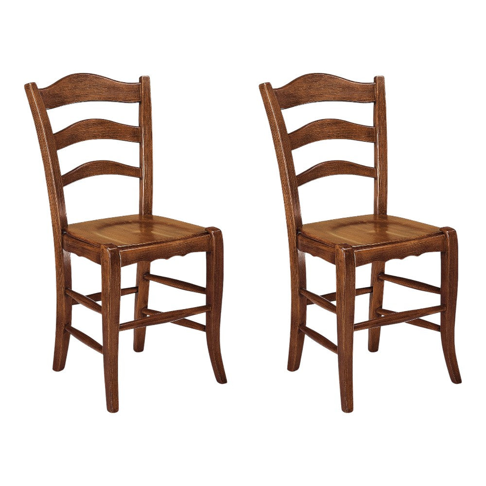 Set 2 sedie rustica in legno di faggio tinta noce seduta legno - Mobili 2G