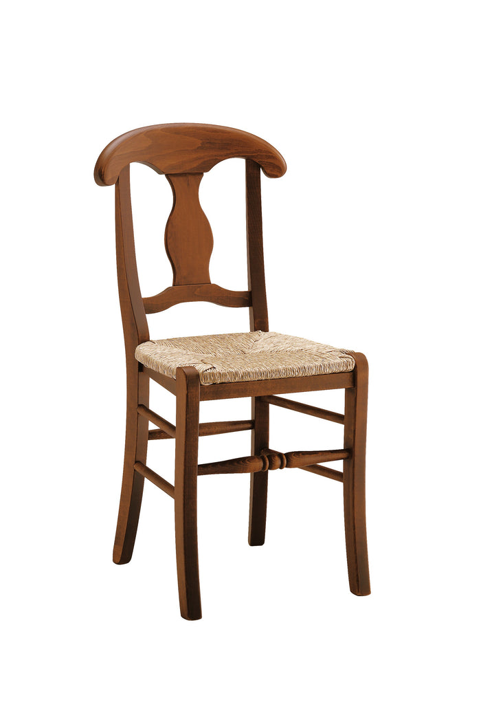 Set 2 sedie rustica in legno di faggio tinta noce seduta paglia - Mobili 2G