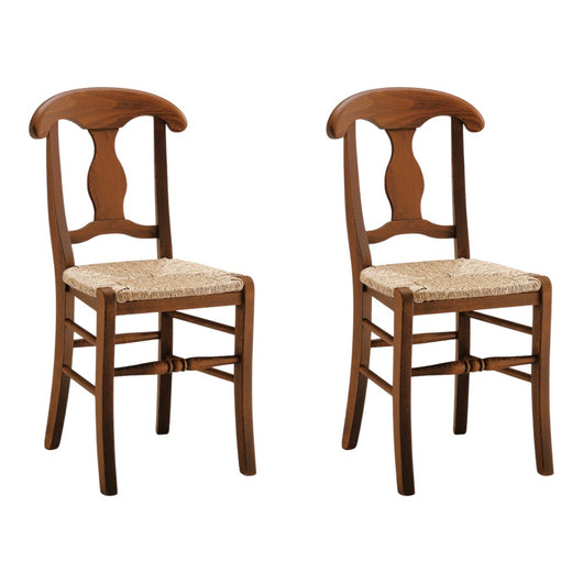 Set 2 sedie rustica in legno di faggio tinta noce seduta paglia - Mobili 2G
