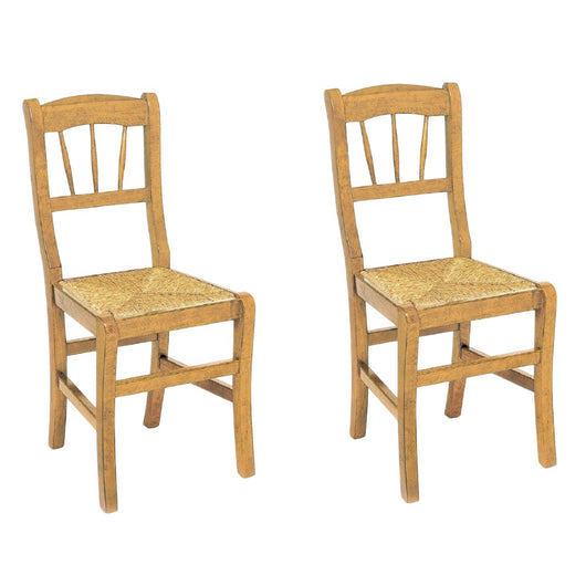 Set 2 sedie rustica in legno di rovere tinta naturale seduta paglia - Mobili 2G