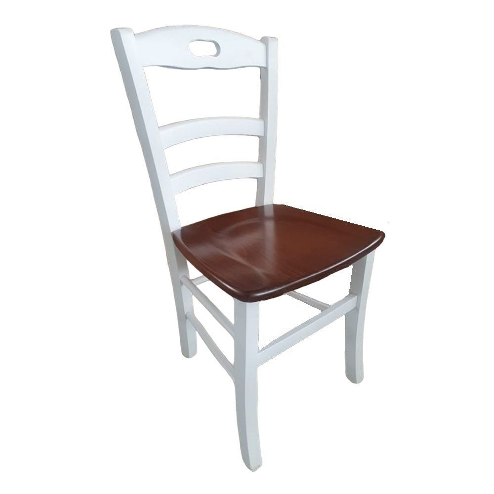 Set 2 sedie shabby bianco anticato legno seduta noce 46x43x89 - Mobili 2G