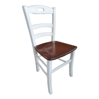 Set 2 sedie shabby bianco anticato legno seduta noce 46x43x89 - Mobili 2G