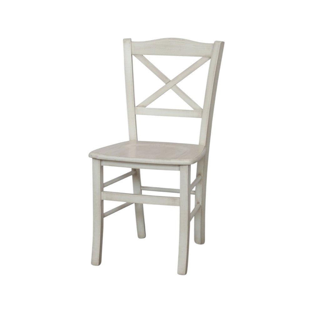 Set 2 sedie shabby legno bianco anticato seduta legno 43x46x89 - Mobili 2G