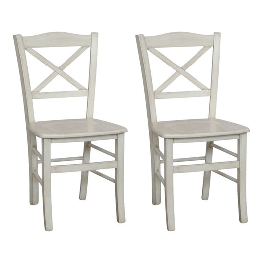 Set 2 sedie shabby legno bianco anticato seduta legno 43x46x89 - Mobili 2G