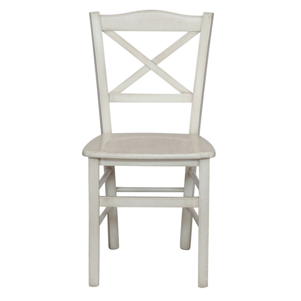 Set 2 sedie shabby legno bianco anticato seduta legno 43x46x89 - Mobili 2G