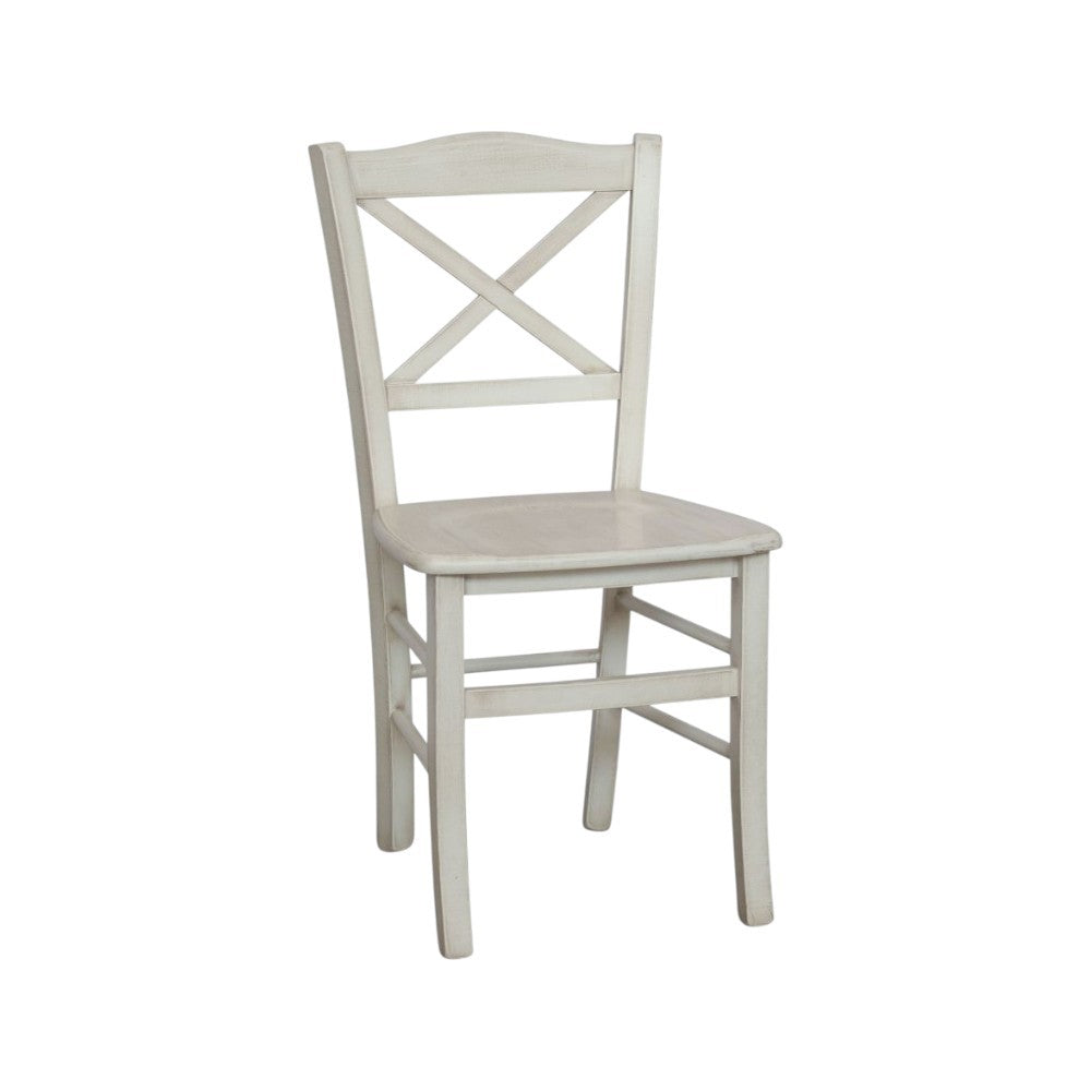 Set 2 sedie shabby legno bianco anticato seduta legno 43x46x89 - Mobili 2G