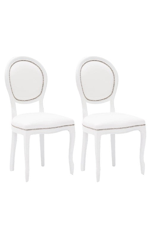 Set 2 sedie shabby  legno imbottita ecopelle bianca 50x47x100 - Mobili 2G