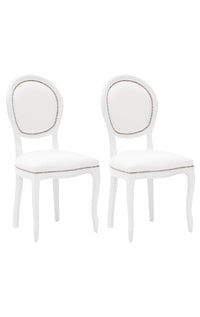 Set 2 sedie shabby  legno imbottita ecopelle bianca 50x47x100 - Mobili 2G