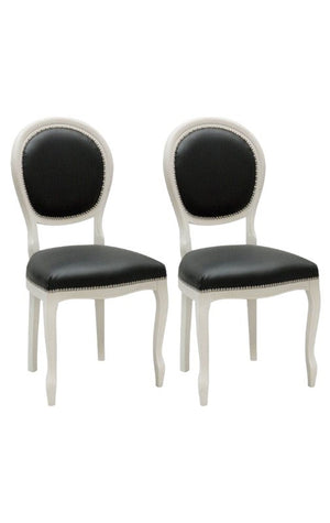 Set 2 sedie shabby  legno imbottita ecopelle nero 50x47x100 - Mobili 2G