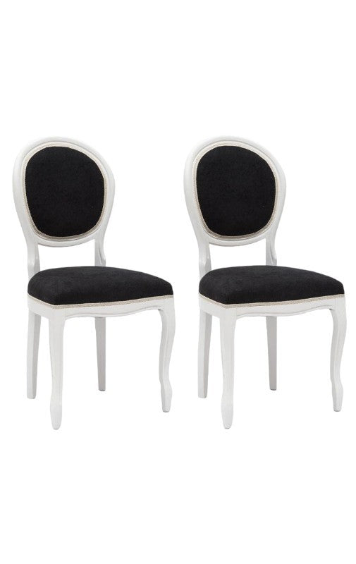 Set 2 sedie shabby  legno imbottita microfibra nera 50x47x100 - Mobili 2G