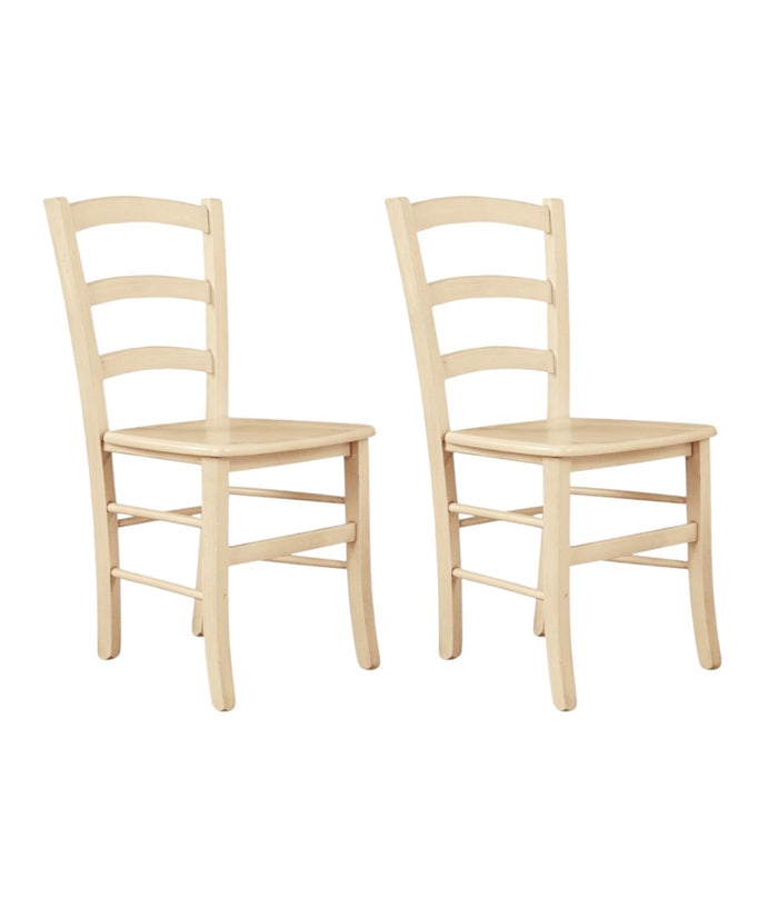 Set 2 sedie shabby legno laccato avorio anticato seduta legno 43x46x89 - Mobili 2G