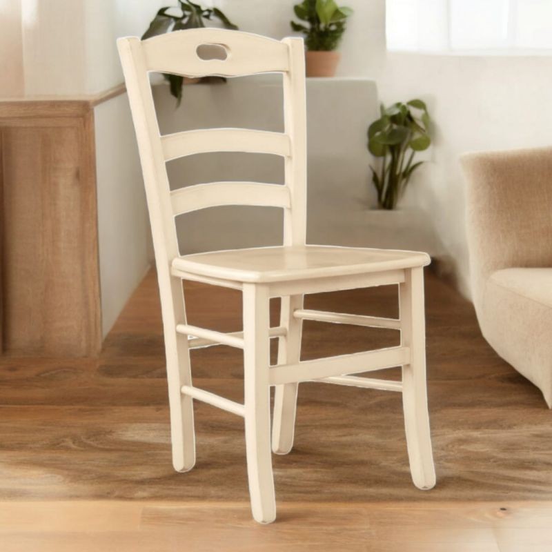 Set 2 sedie shabby legno laccato avorio anticato seduta legno 43x46x89 - Mobili 2G