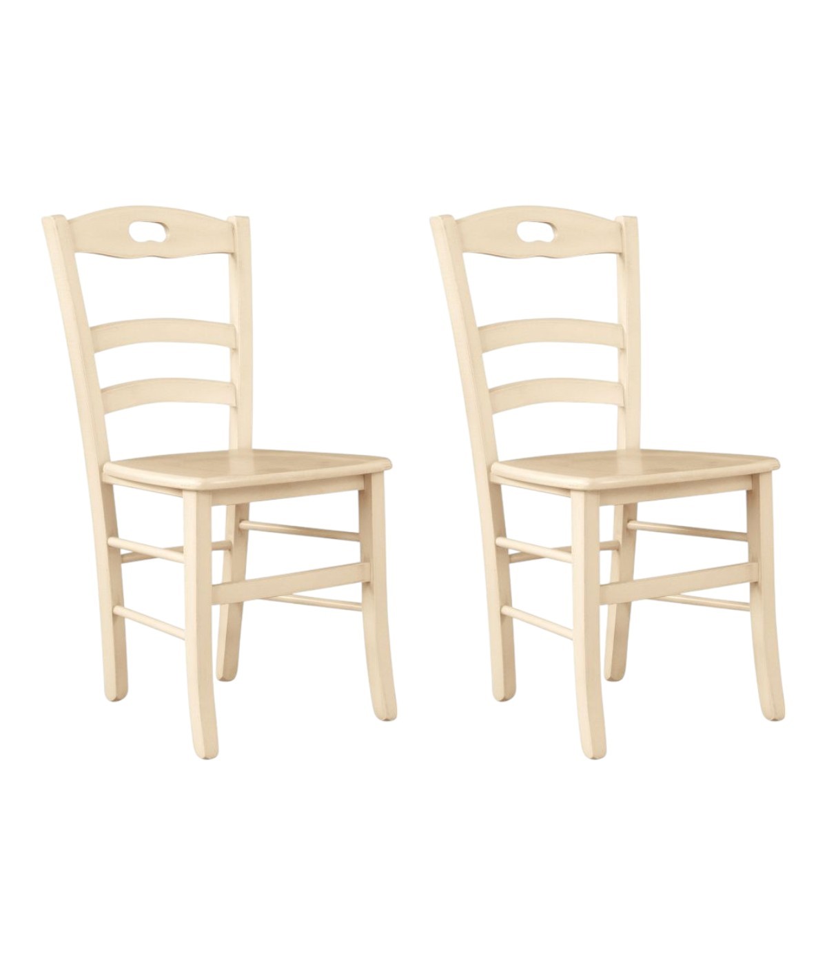 Set 2 sedie shabby legno laccato avorio anticato seduta legno 43x46x89 - Mobili 2G