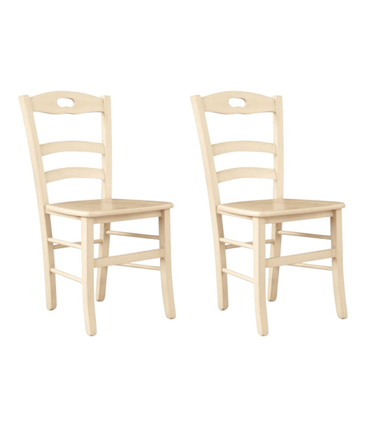 Set 2 sedie shabby legno laccato avorio anticato seduta legno 43x46x89 - Mobili 2G