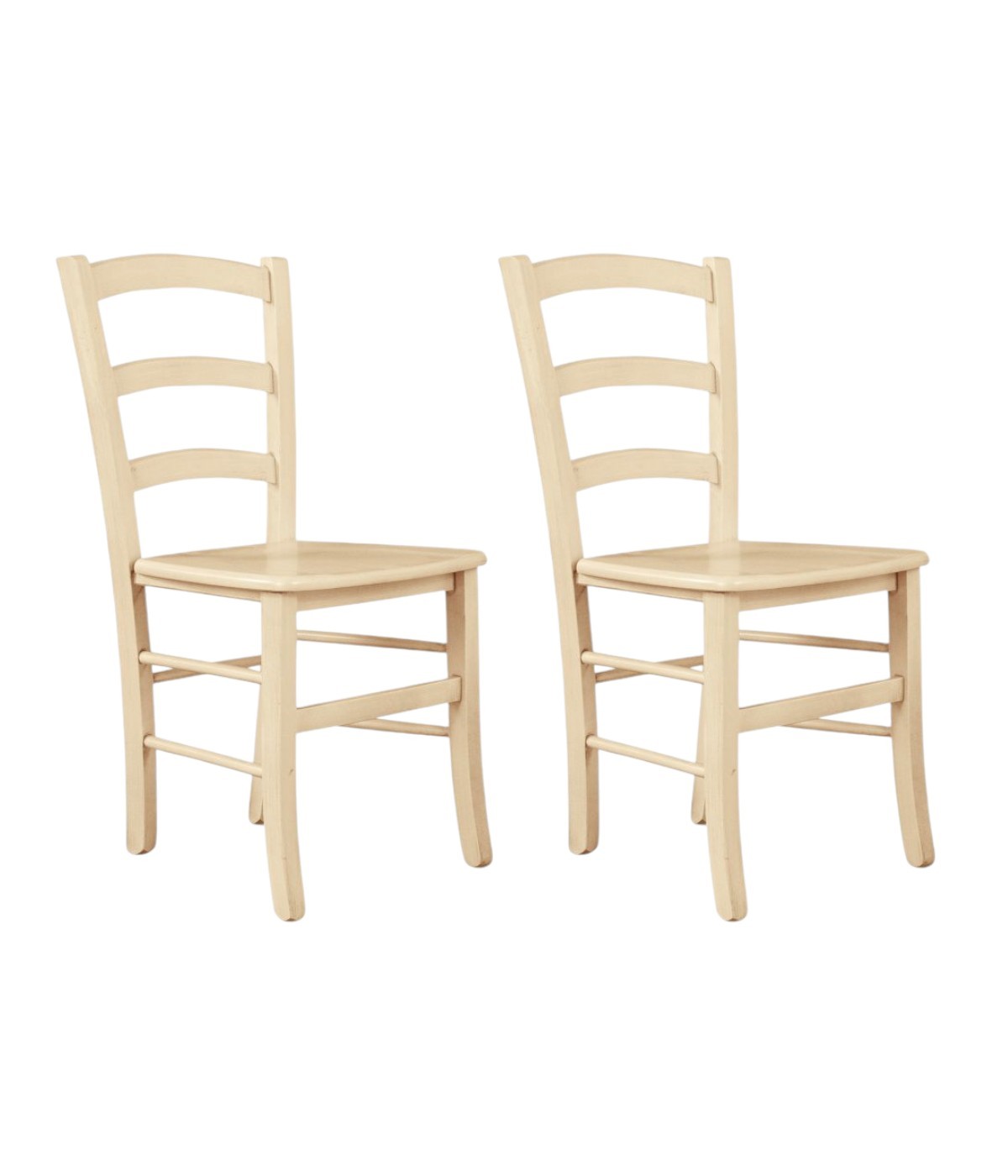 Set 2 sedie shabby legno laccato avorio anticato seduta legno 43x46x89 - Mobili 2G
