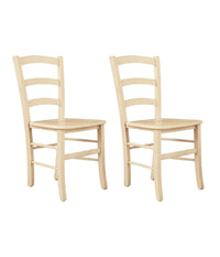 Set 2 sedie shabby legno laccato avorio anticato seduta legno 43x46x89 - Mobili 2G