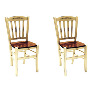 Set 2 sedie shabby vintage in legno di faggio seduta legno - Mobili 2G