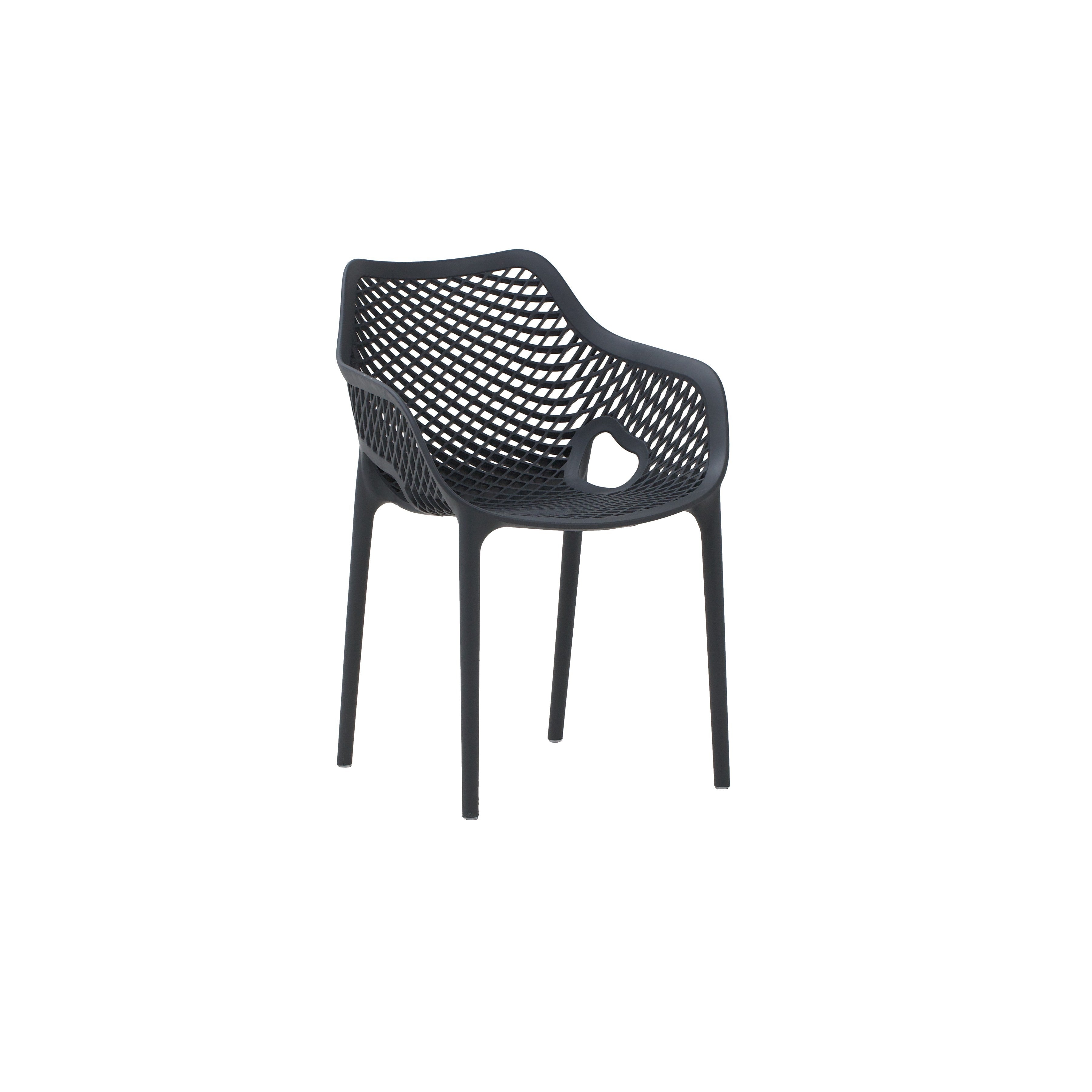 Set 4 poltrone design polipropilene e fibra di vetro antracite 57x60x82