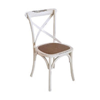 Set 4 sedie cross bistrot vintage bianco olmo seduta rivestita naturale