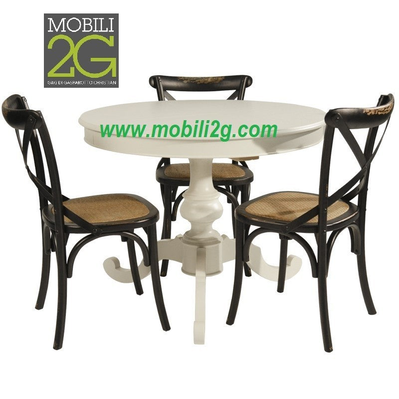 Set 4 sedie cross bistrot  vintage nero in olmo seduta rivestita naturale