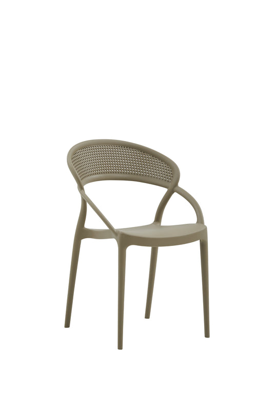 Set 4 sedie design polipropilene e fibra di vetro tortora 54x56x82