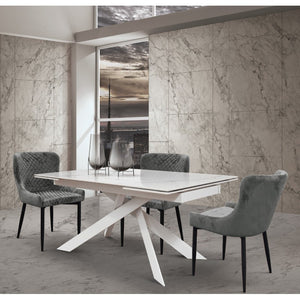 Set 4 sedie moderne design metallo imbottite velluto grigio 53x63x84 - Mobili 2G