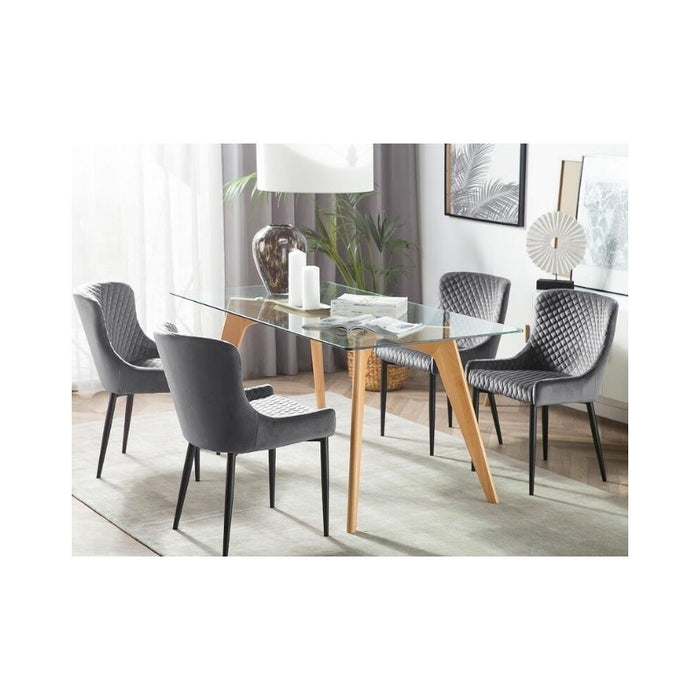 Set 4 sedie moderne design metallo imbottite velluto grigio 53x63x84 - Mobili 2G