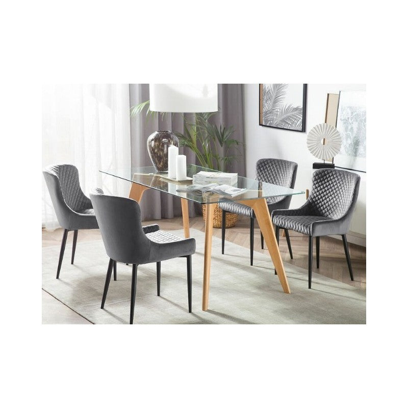 Set 4 sedie moderne design metallo imbottite velluto grigio 53x63x84 - Mobili 2G