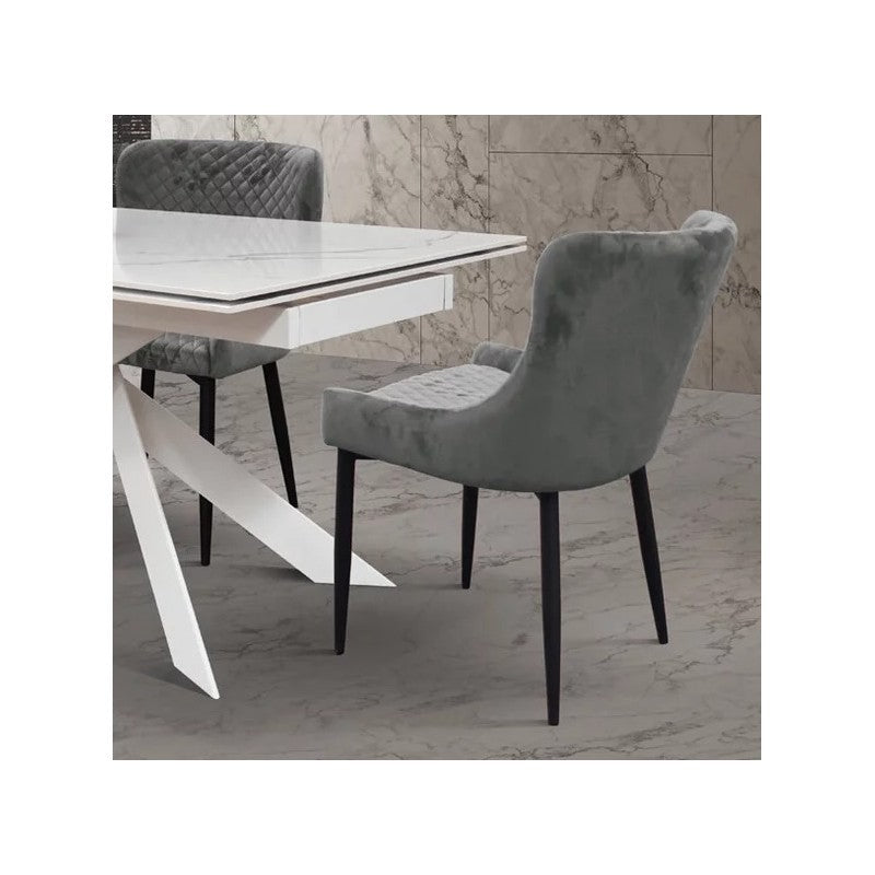 Set 4 sedie moderne design metallo imbottite velluto grigio 53x63x84 - Mobili 2G