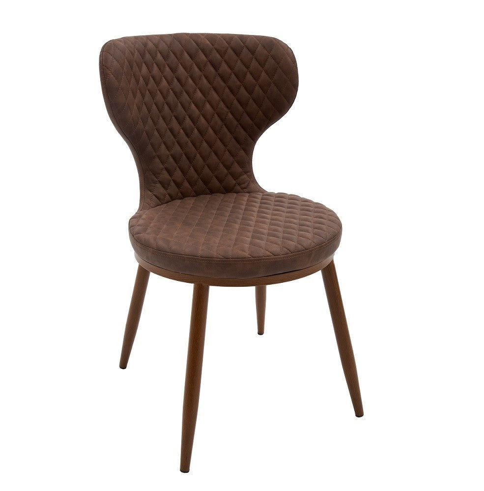 Set 4 sedie moderne ecopelle colore cuoio rombi 46x84x56