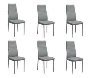  set 6 sedie moderne metallo ecopelle grigio 42,5x36x97,5 - Mobili 2G