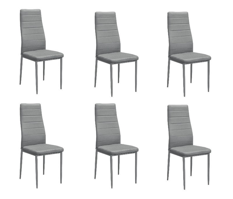  set 6 sedie moderne metallo ecopelle grigio 42,5x36x97,5 - Mobili 2G